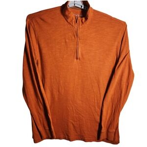 Orvis Mens XL 1/4 Zip Pullover Long Sleeve‎ Shirt Casual Top Orange